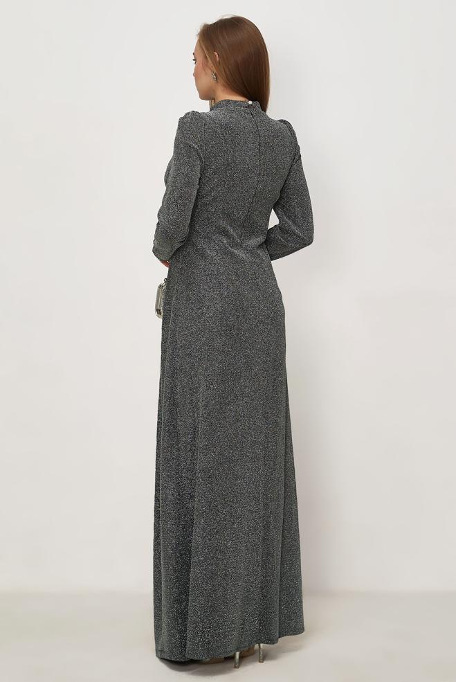 Vêtements hijab NOIR ROBE DE SOIRÉE BRODÉE DE PERLES 50535 - ALVİNA