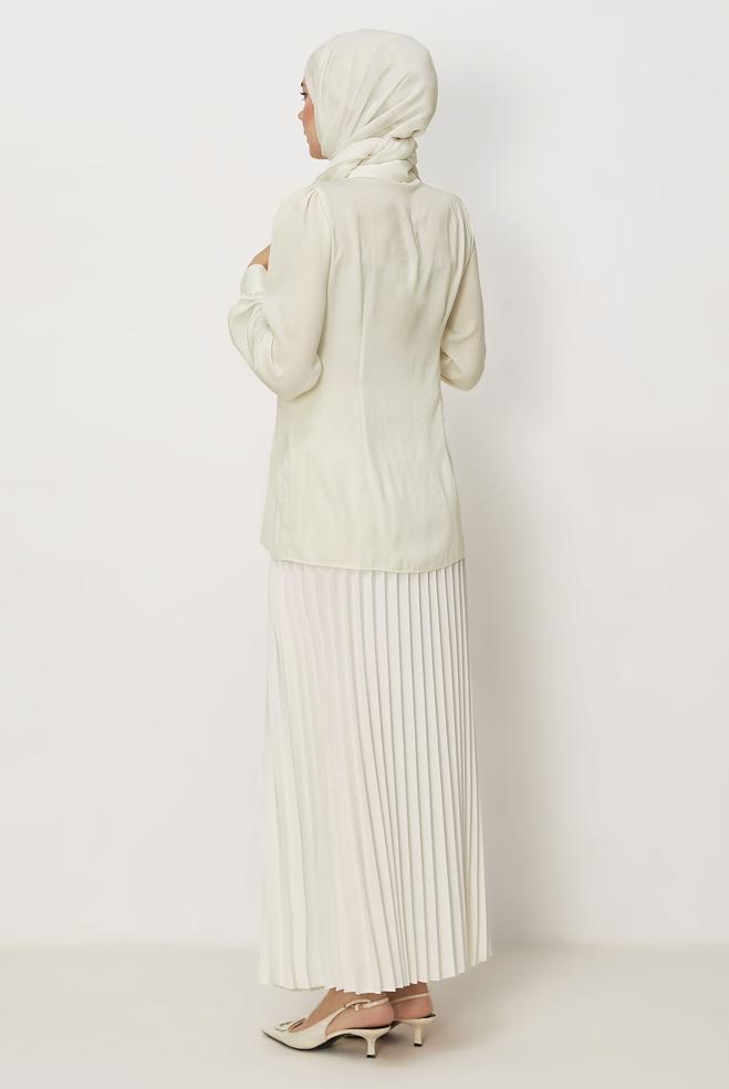 Hijab-Kleidung WEISS BLUSE MIT HEMDKRAGEN 45376 - ALVİNA