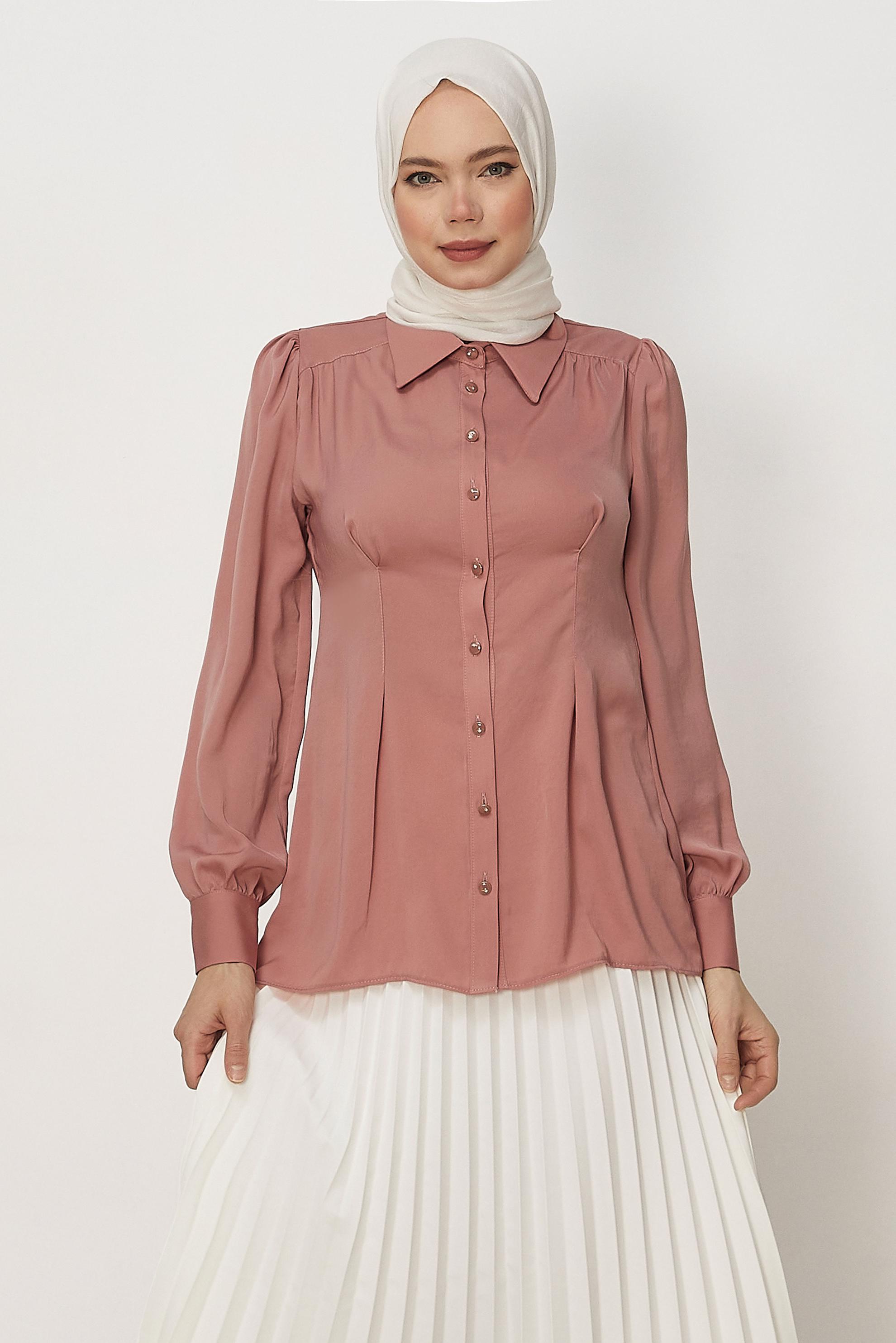 Hijab-Kleidung PULVER BLUSE MIT HEMDKRAGEN 45376