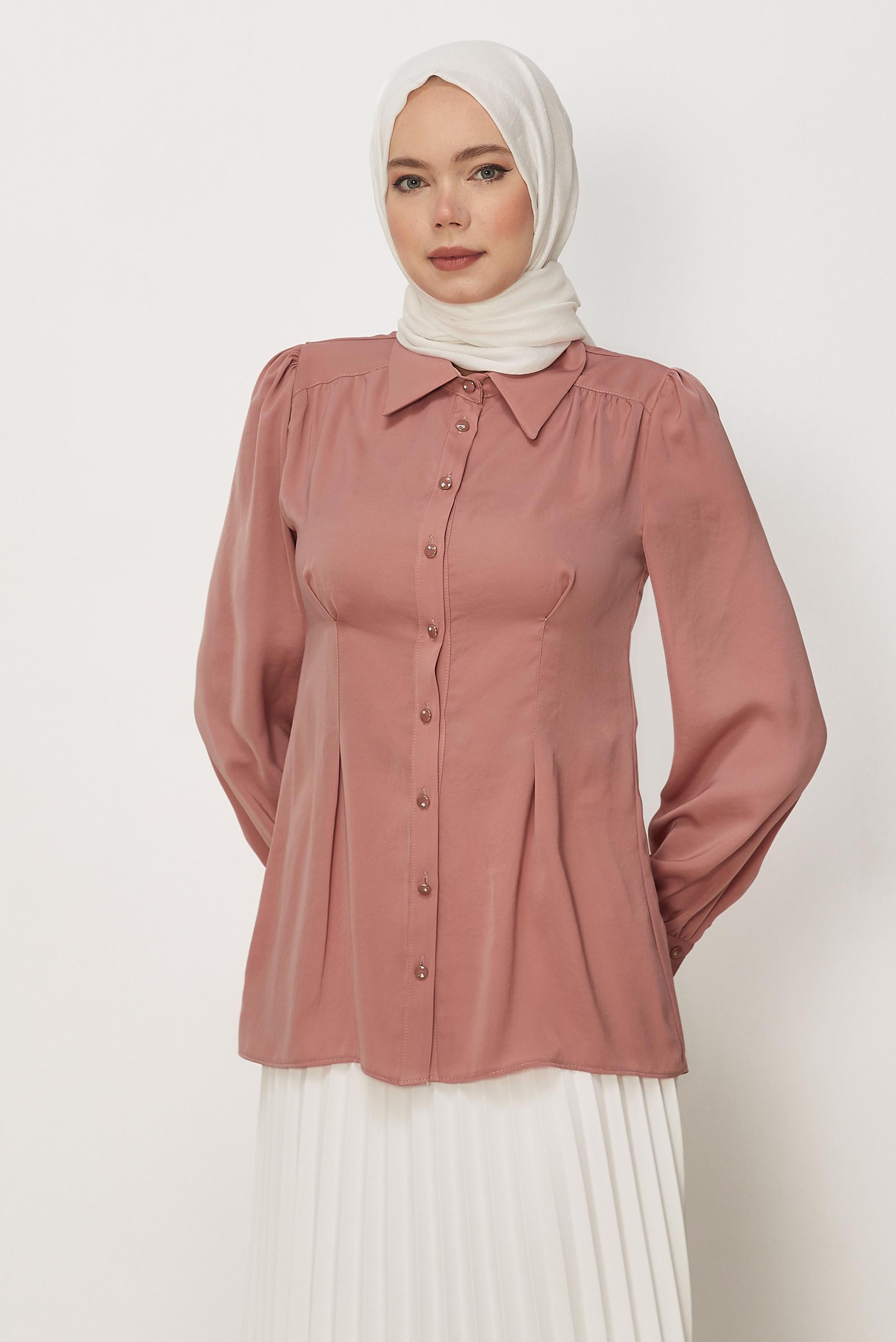 Hijab-Kleidung PULVER BLUSE MIT HEMDKRAGEN 45376