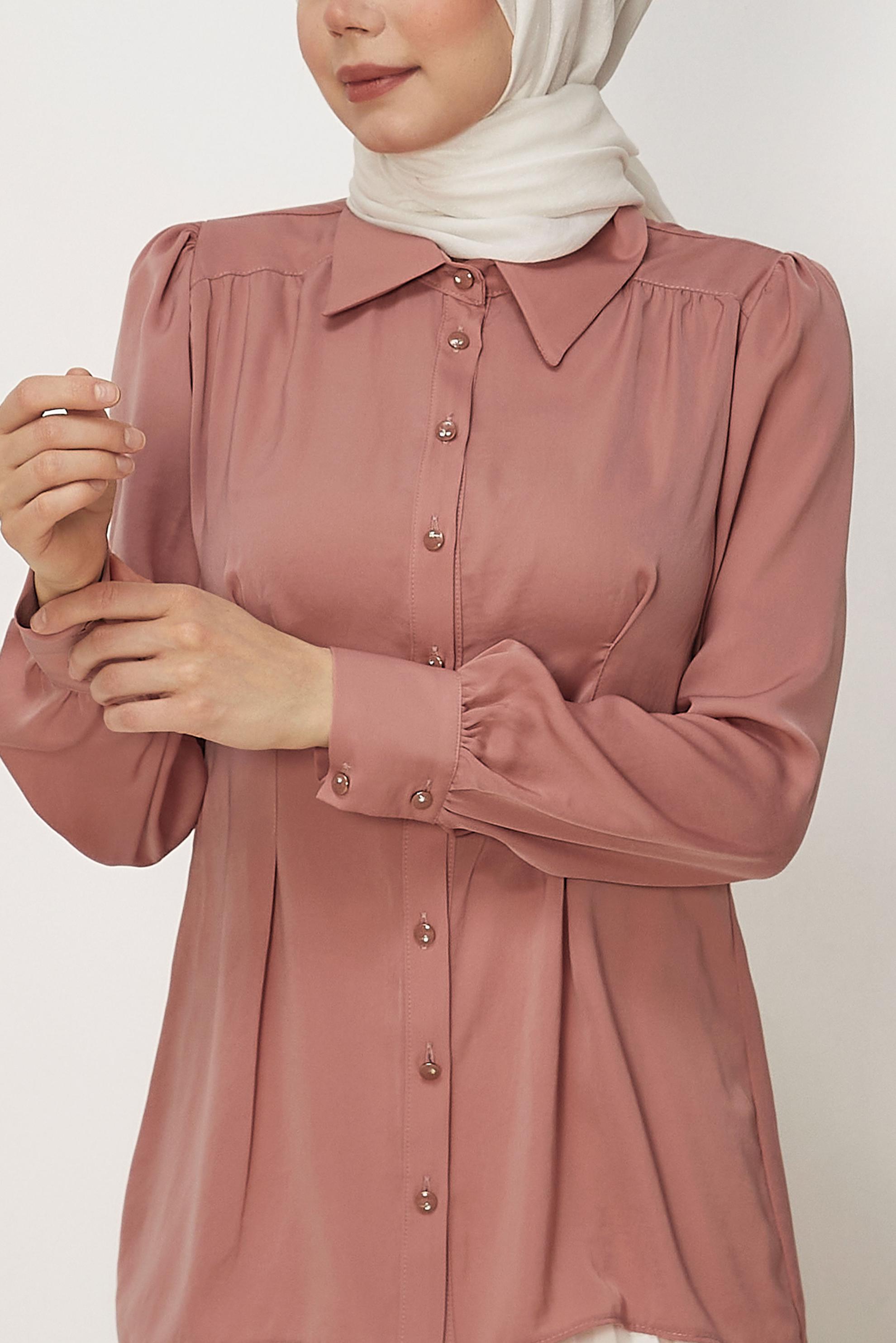 Hijab-Kleidung PULVER BLUSE MIT HEMDKRAGEN 45376