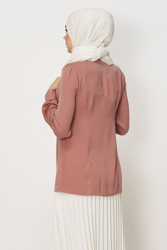 Hijab-Kleidung PULVER BLUSE MIT HEMDKRAGEN 45376 - ALVİNA