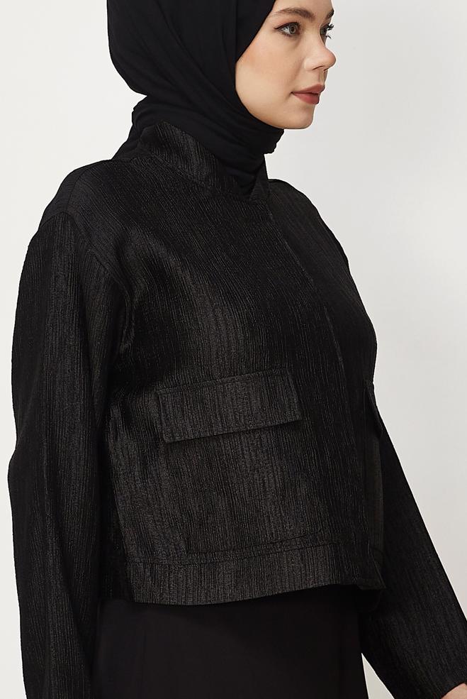 Hijab-Kleidung SCHWARZ BLUSE MIT TASCHENDETAIL 45758 - ALVİNA
