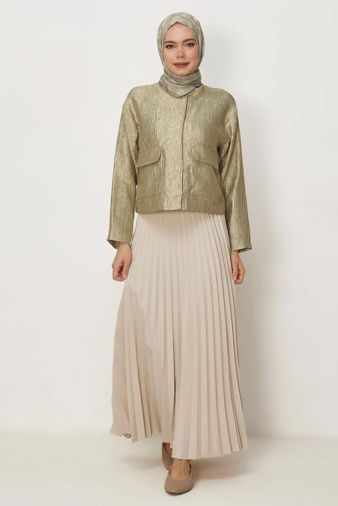 Hijab-Kleidung GOLD BLUSE MIT TASCHENDETAIL 45758 - ALVİNA