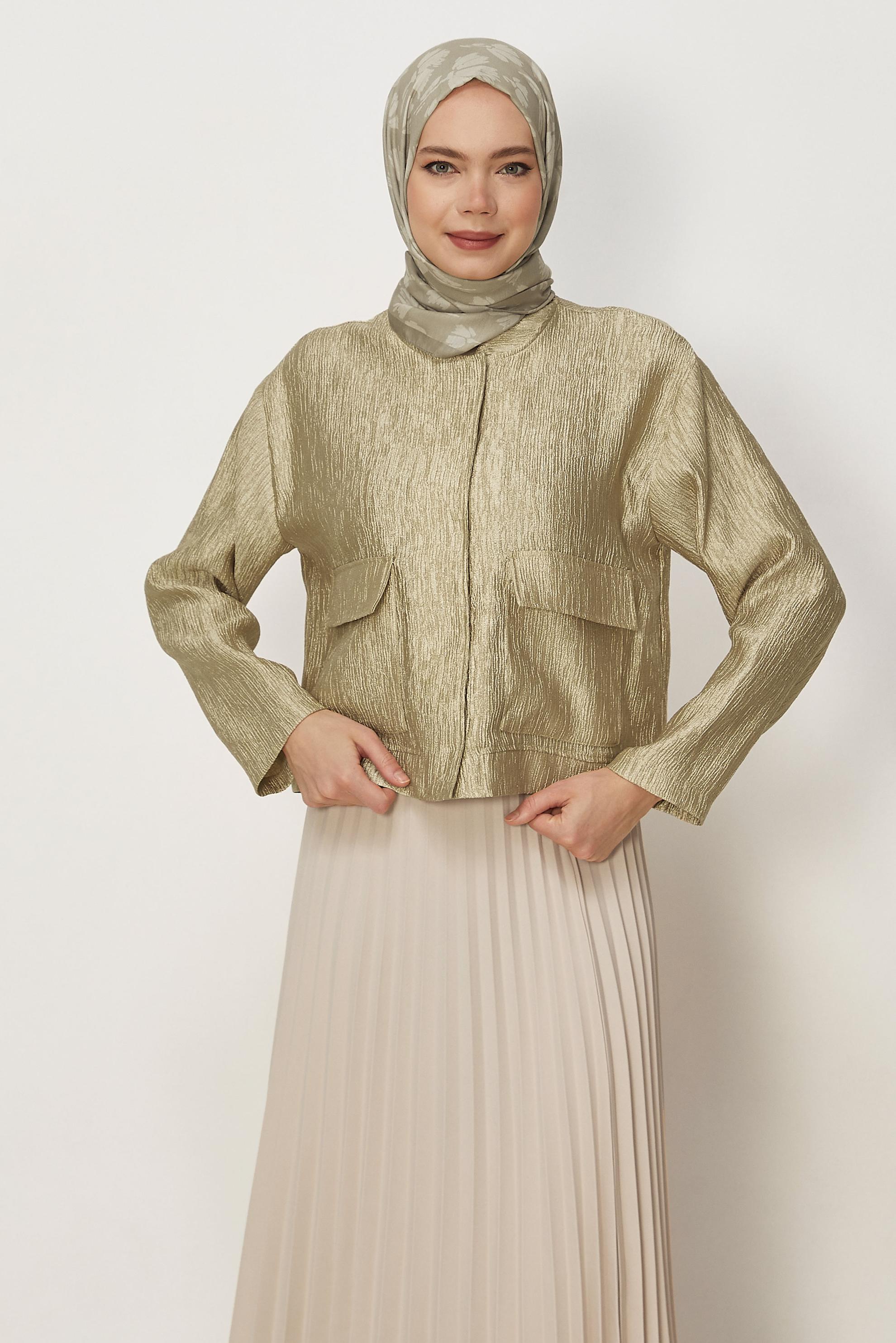 Hijab-Kleidung GOLD BLUSE MIT TASCHENDETAIL 45758