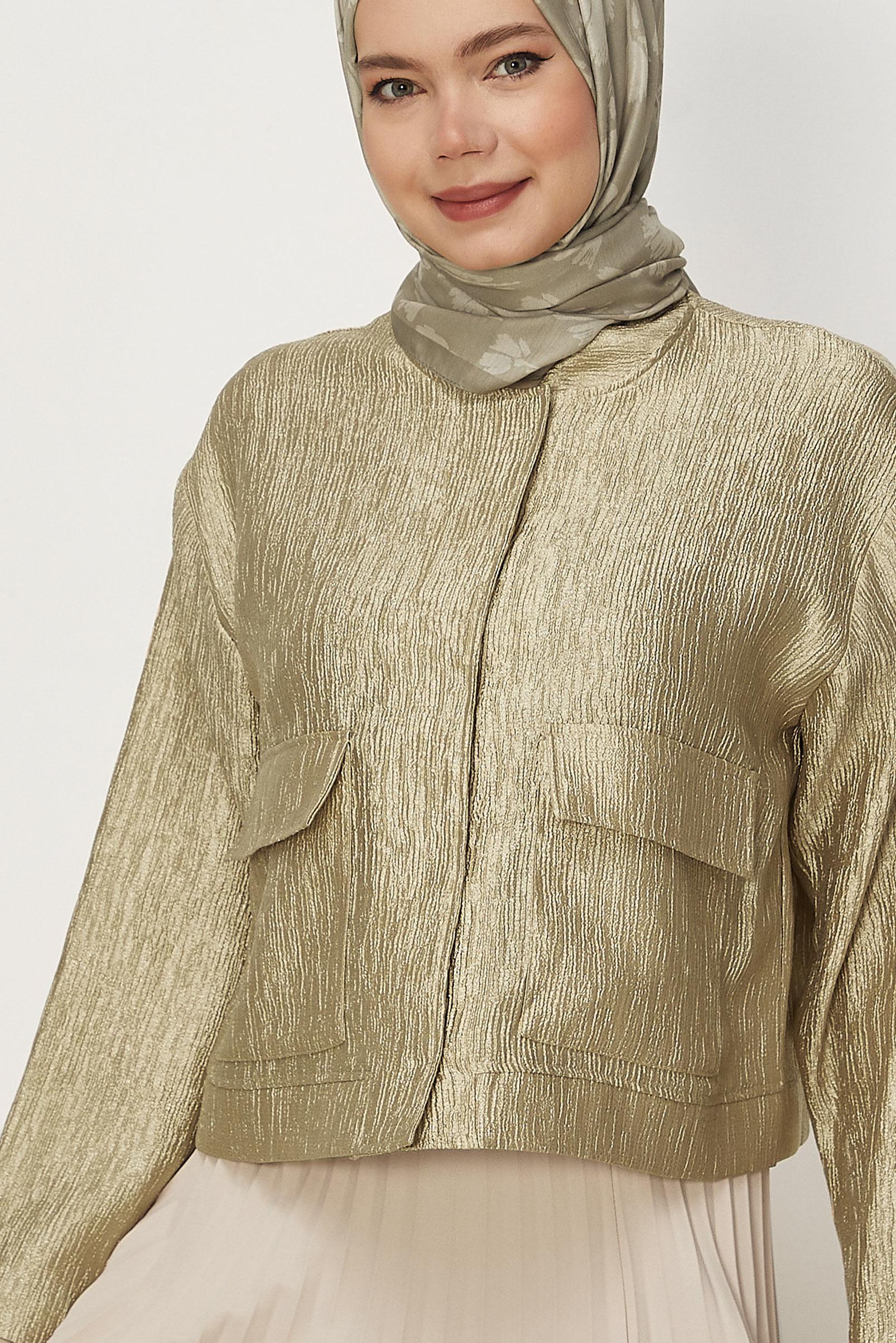 Hijab-Kleidung GOLD BLUSE MIT TASCHENDETAIL 45758