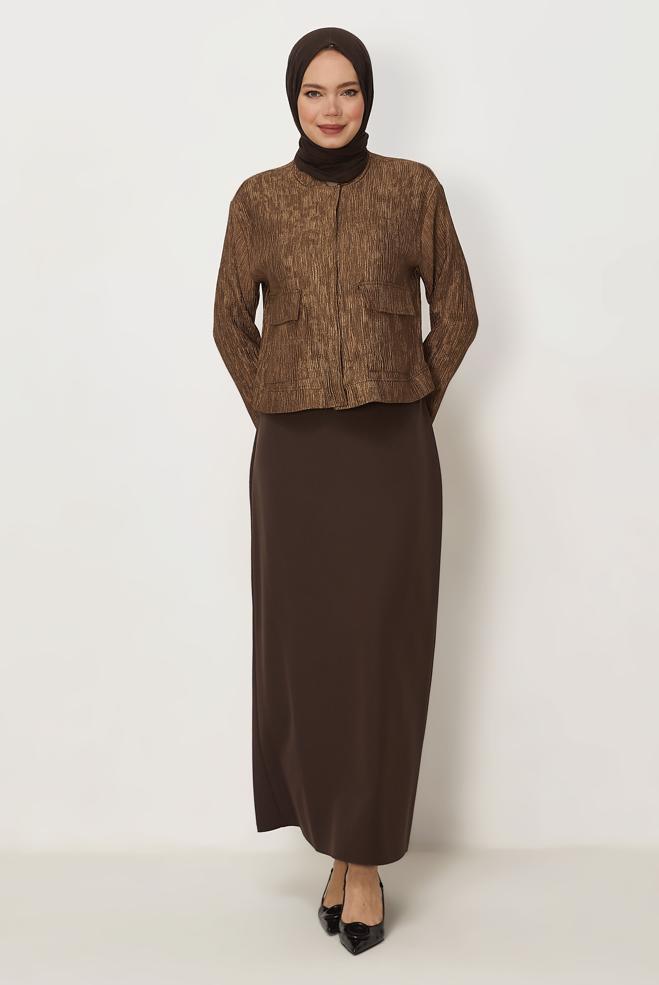 Hijab-Kleidung BRAUN BLUSE MIT TASCHENDETAIL 45758 - ALVİNA