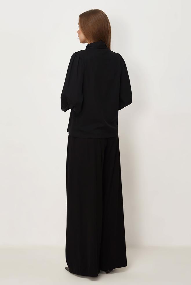 Hijab-Kleidung SCHWARZ BLUSE MIT HEMDKRAGEN 46441 - ALVİNA