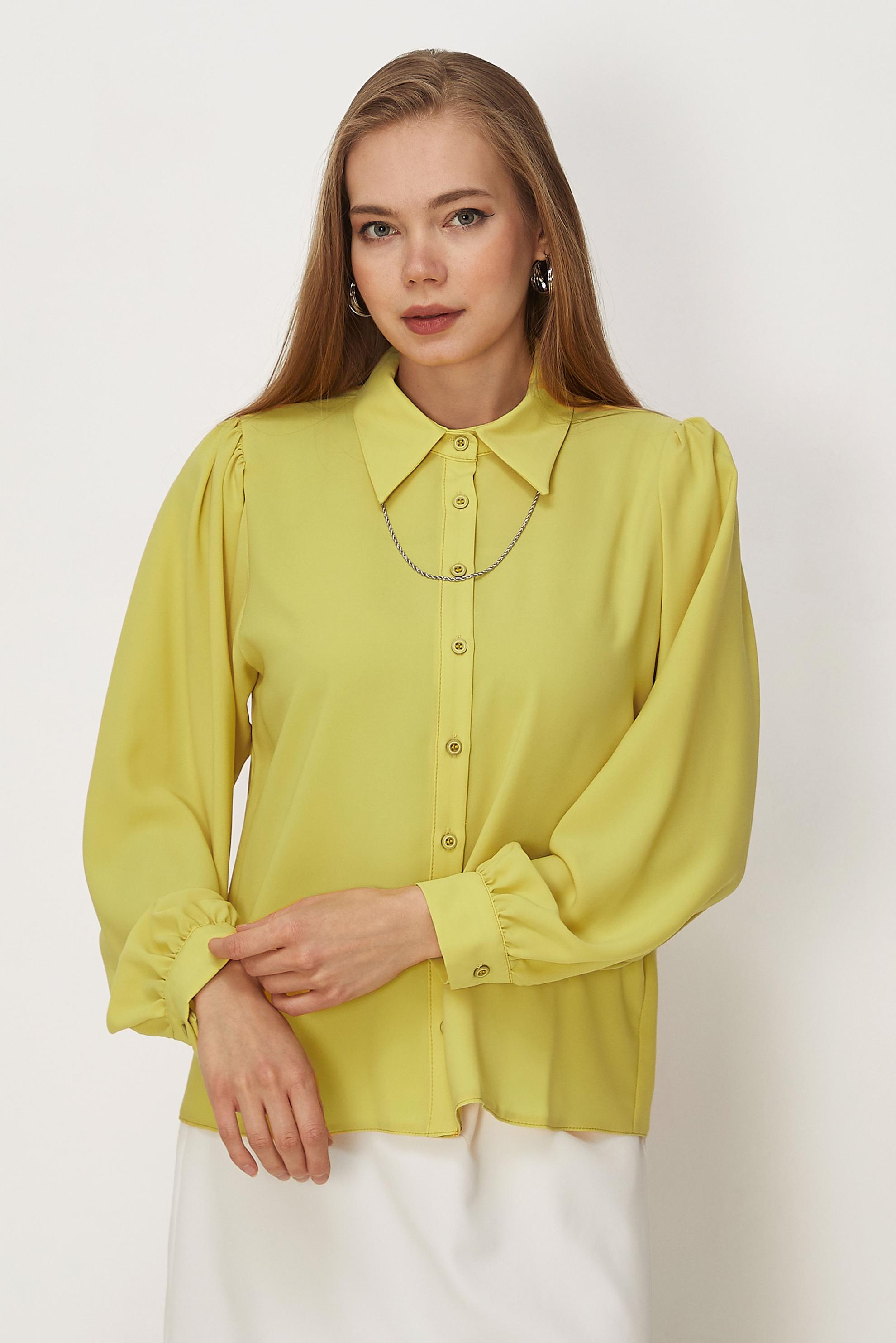 Hijab-Kleidung GELB BLUSE MIT HEMDKRAGEN 46441