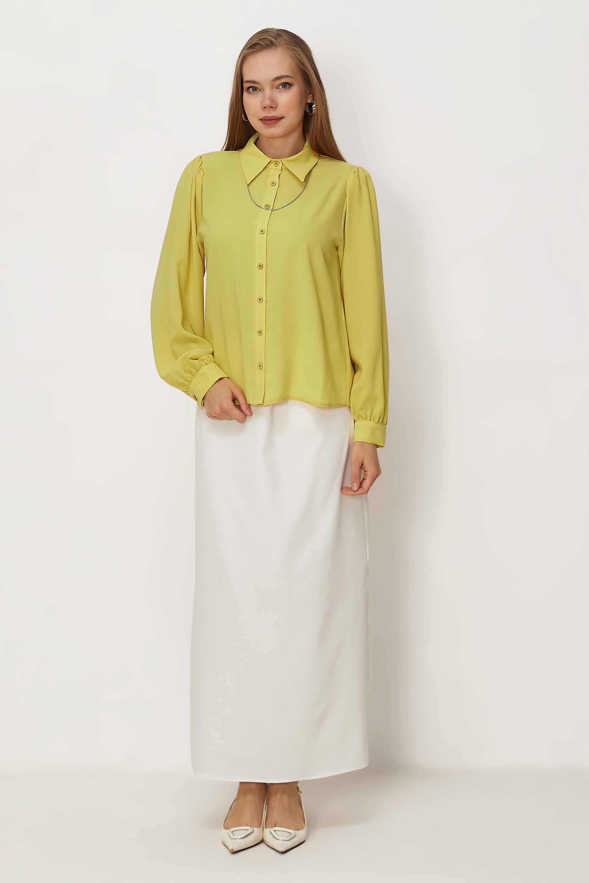 Hijab-Kleidung GELB BLUSE MIT HEMDKRAGEN 46441