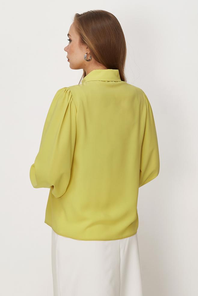 Hijab-Kleidung GELB BLUSE MIT HEMDKRAGEN 46441 - ALVİNA