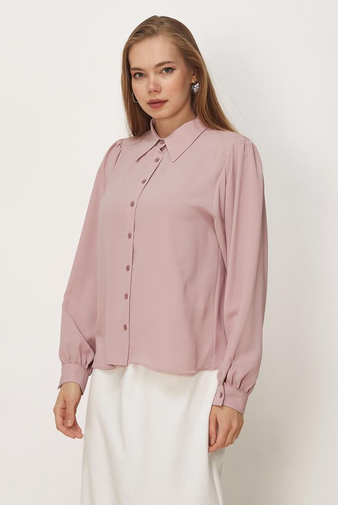 Hijab-Kleidung PULVER BLUSE MIT HEMDKRAGEN 46441 - ALVİNA