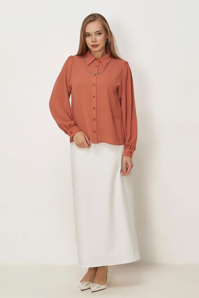 Hijab-Kleidung TABA BLUSE MIT HEMDKRAGEN 46441 - ALVİNA