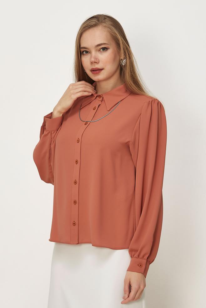 Hijab-Kleidung TABA BLUSE MIT HEMDKRAGEN 46441 - ALVİNA