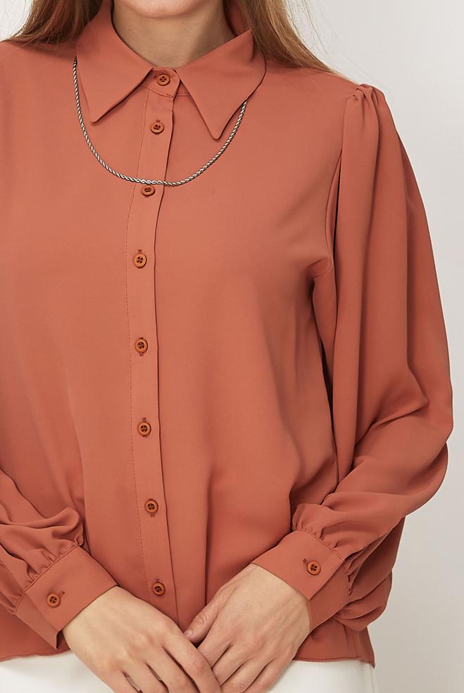 Hijab-Kleidung TABA BLUSE MIT HEMDKRAGEN 46441 - ALVİNA