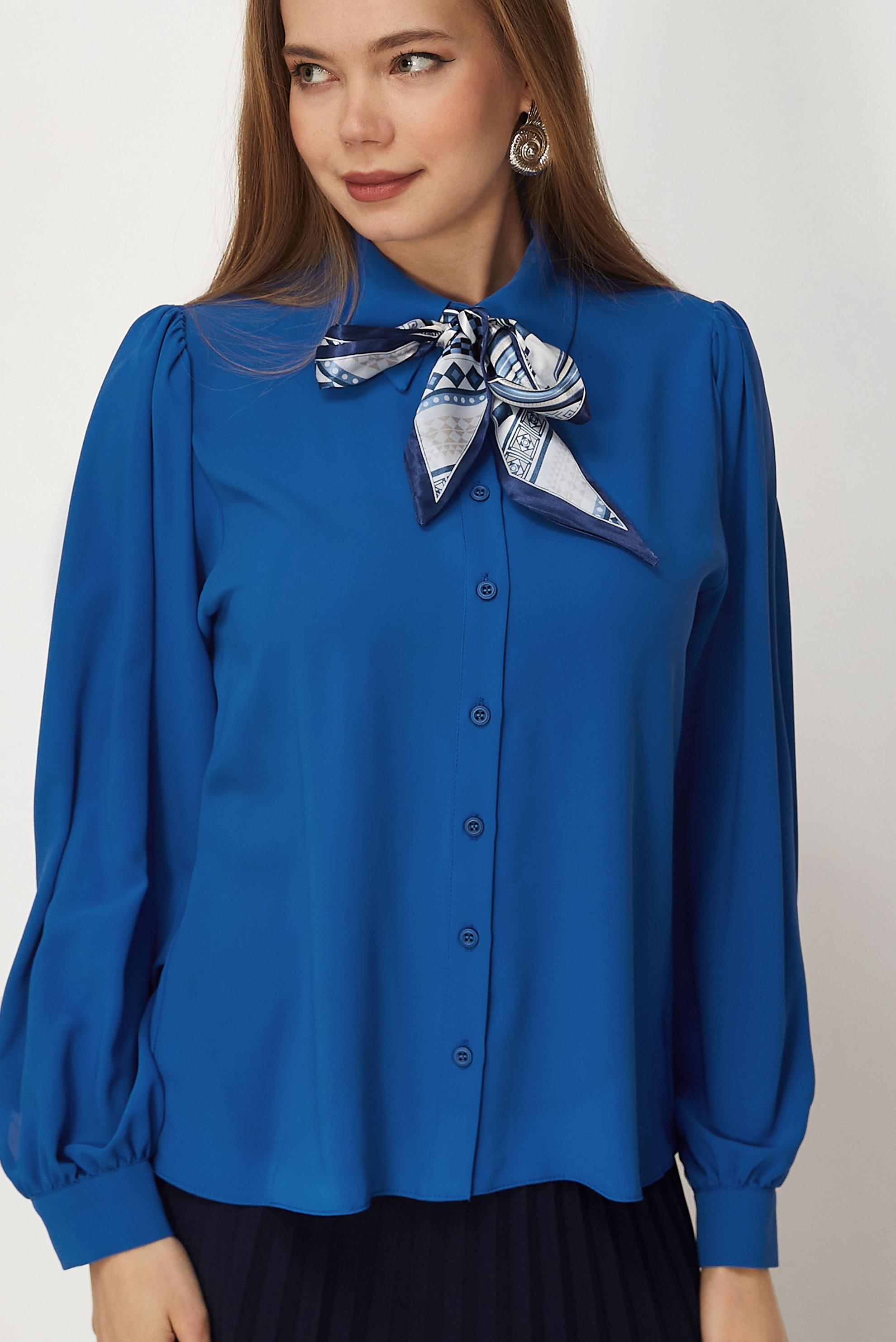 Hijab-Kleidung NAVY BLAU BLUSE MIT HEMDKRAGEN 46441