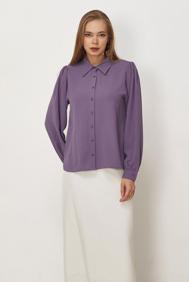 Tesettür giyim  GÖMLEK YAKA BLUZ 46441 - ALVİNA