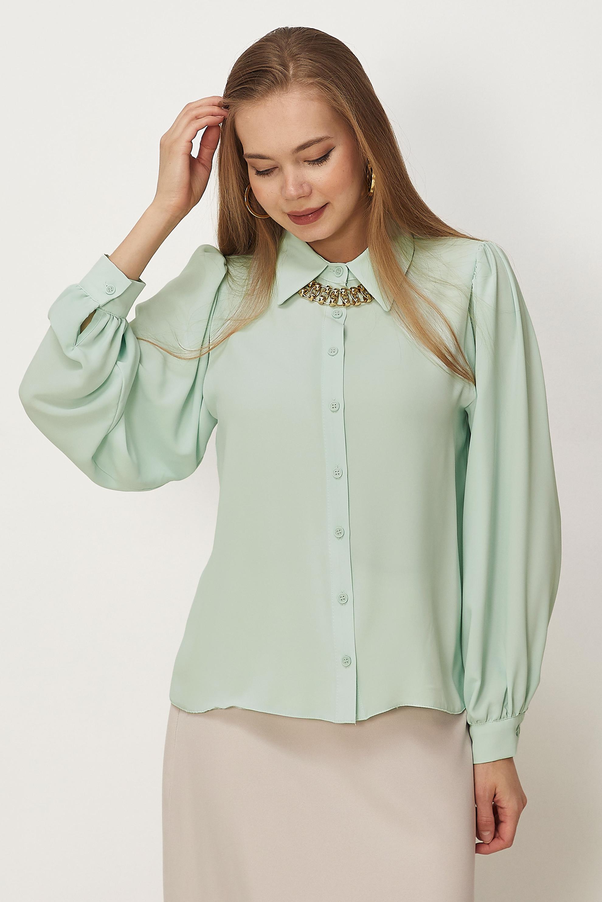 Hijab-Kleidung GRÜN BLUSE MIT HEMDKRAGEN 46441