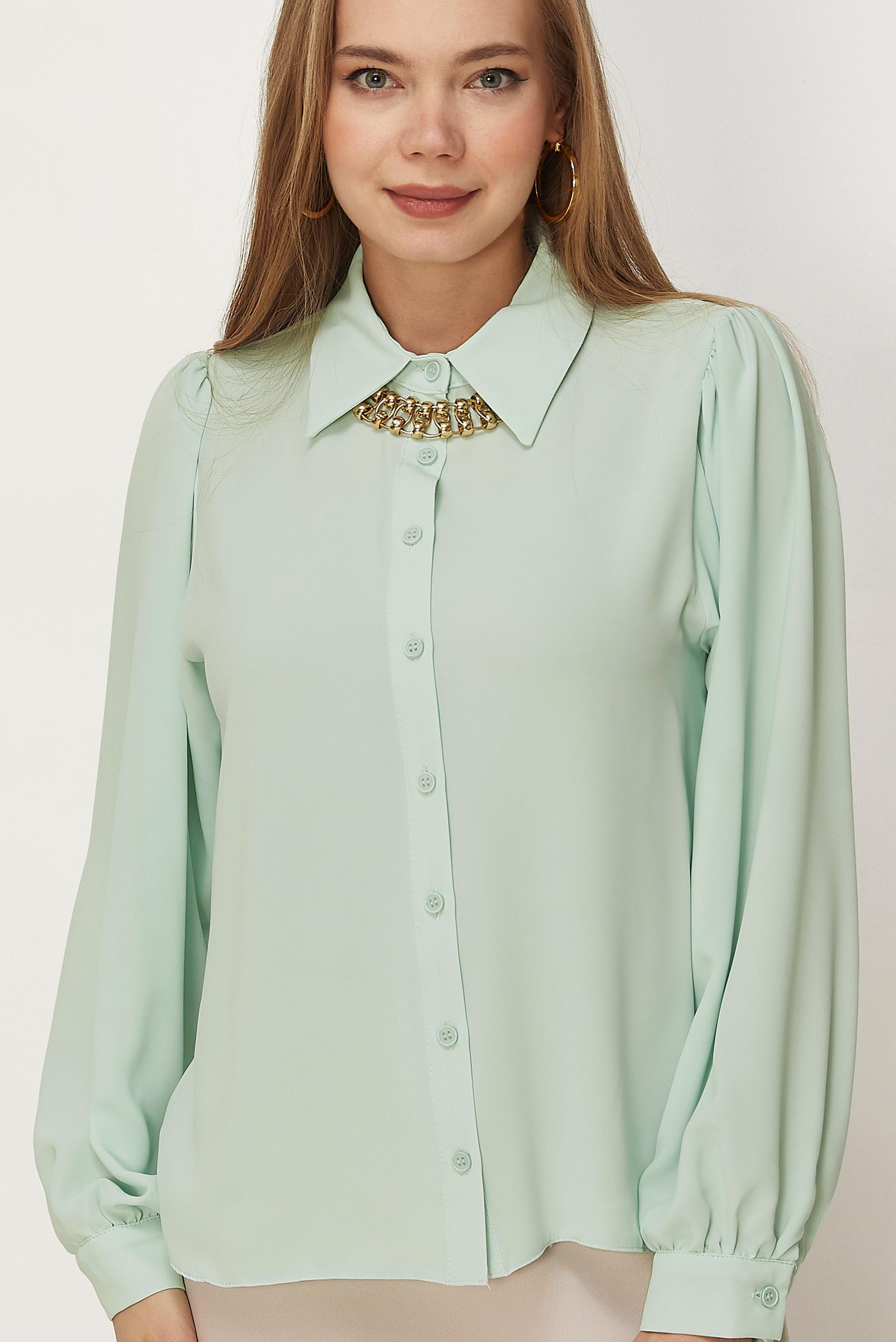 Hijab-Kleidung GRÜN BLUSE MIT HEMDKRAGEN 46441