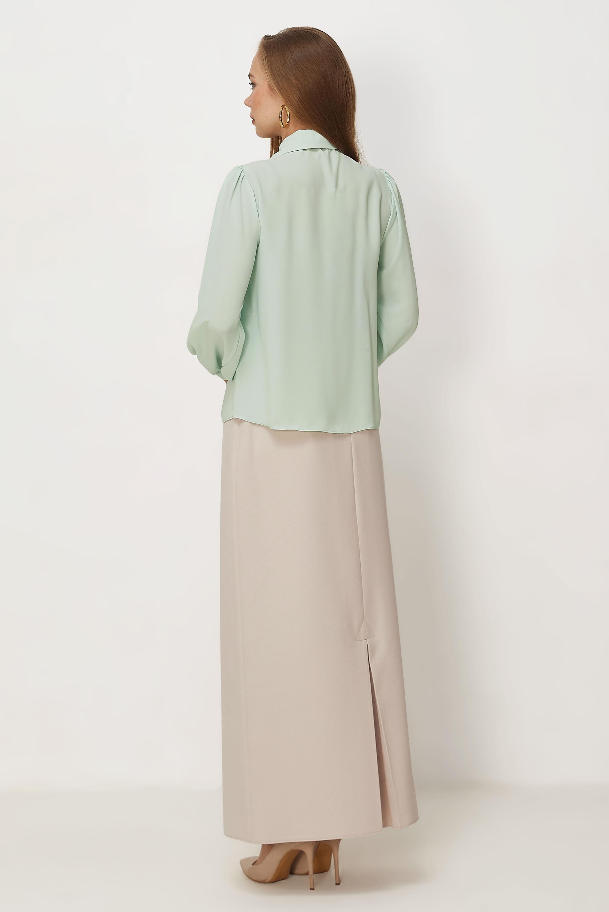 Hijab-Kleidung GRÜN BLUSE MIT HEMDKRAGEN 46441