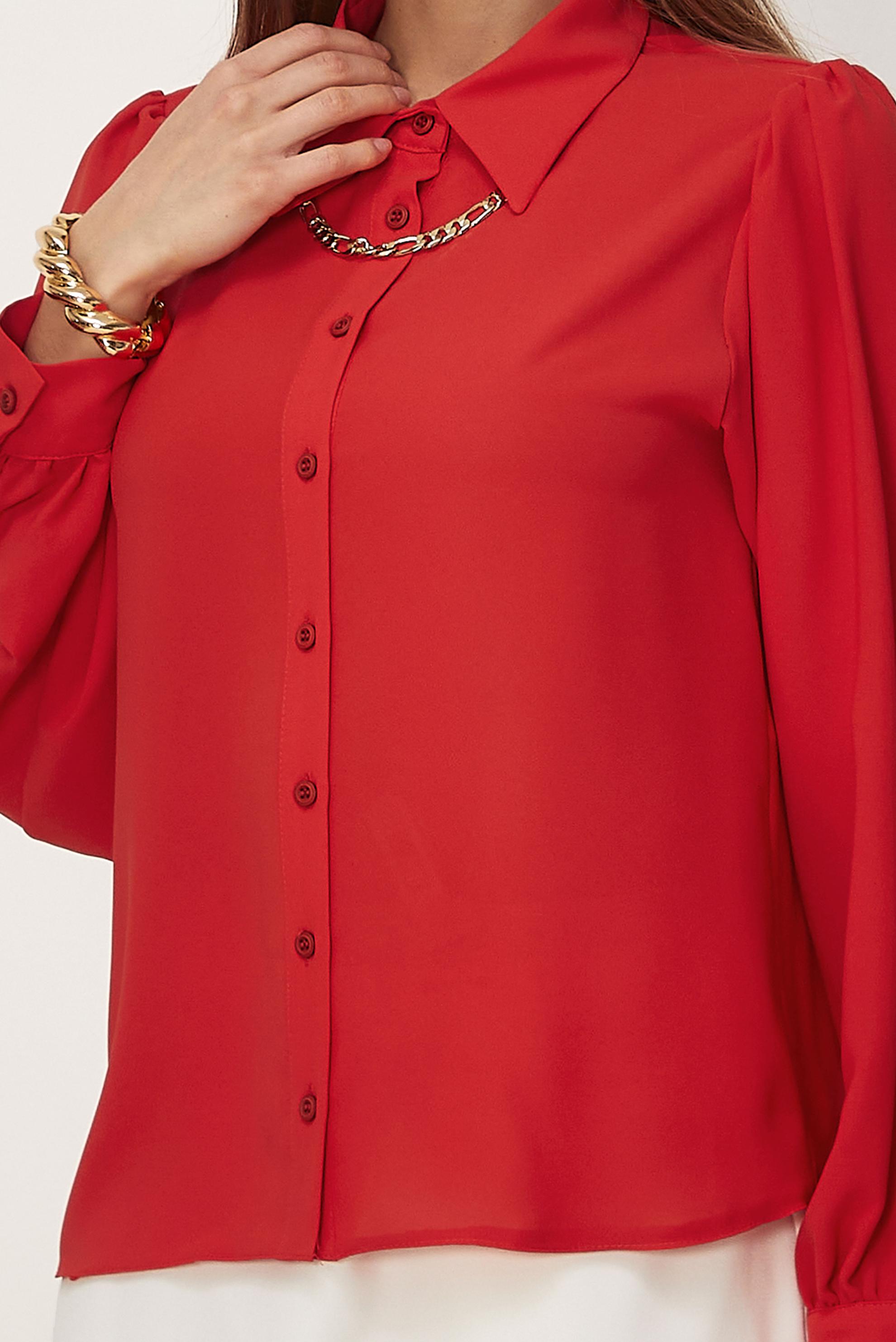 Hijab-Kleidung ROT BLUSE MIT HEMDKRAGEN 46441