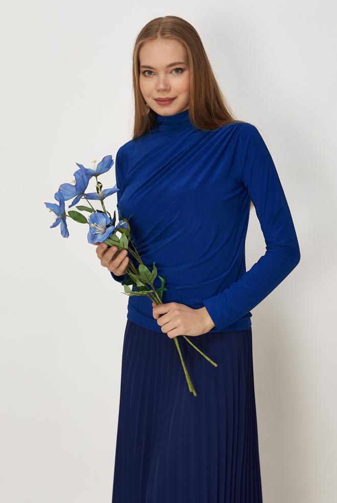 Hijab-Kleidung NAVY BLAU DRAPIERTE BLUSE 46467 - ALVİNA