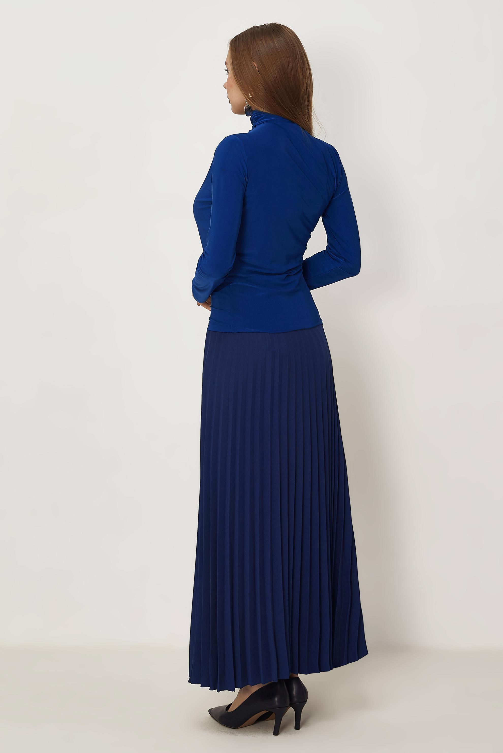 Hijab-Kleidung NAVY BLAU DRAPIERTE BLUSE 46467