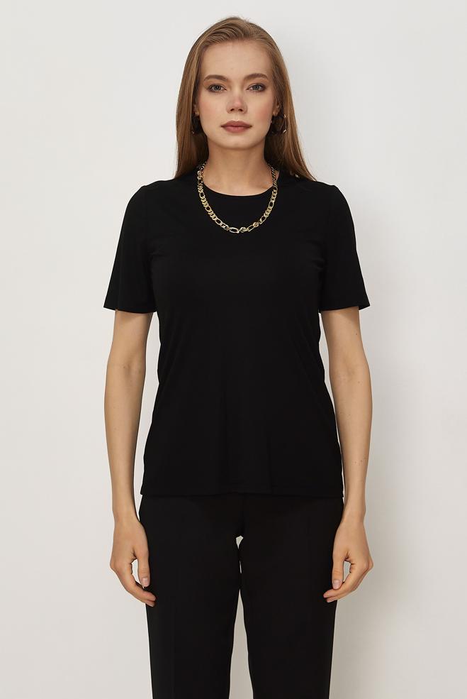 Tesettür giyim SİYAH KISA KOLLU BLUZ 46495 - ALVİNA