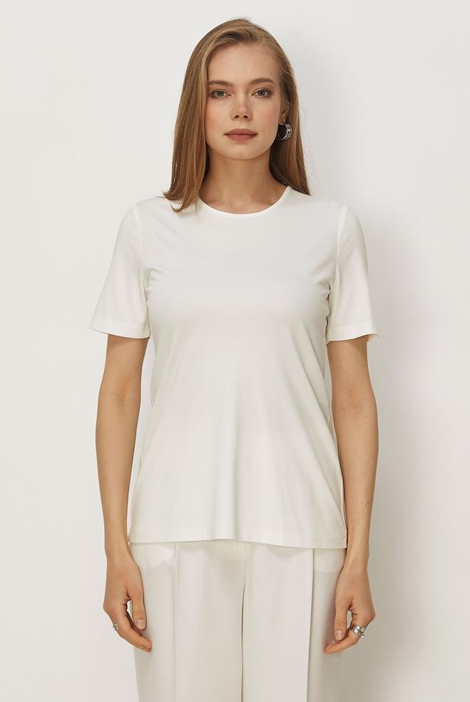 Tesettür giyim BEYAZ KISA KOLLU BLUZ 46495 - ALVİNA