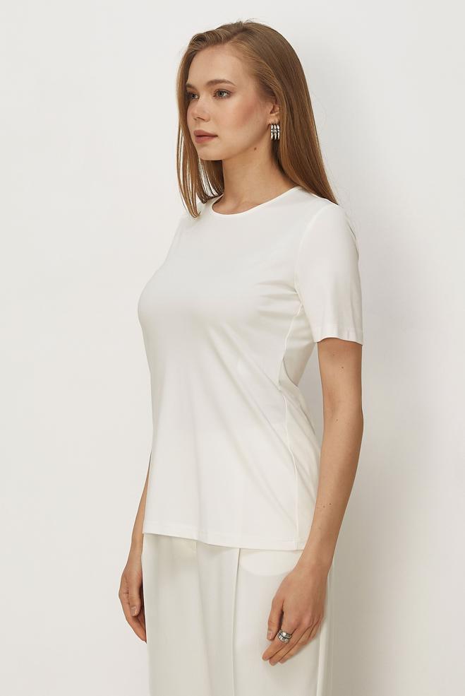 Tesettür giyim BEYAZ KISA KOLLU BLUZ 46495 - ALVİNA