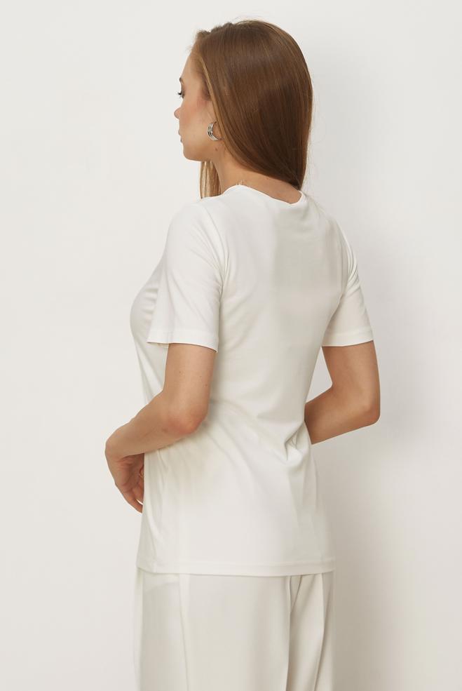 Tesettür giyim BEYAZ KISA KOLLU BLUZ 46495 - ALVİNA