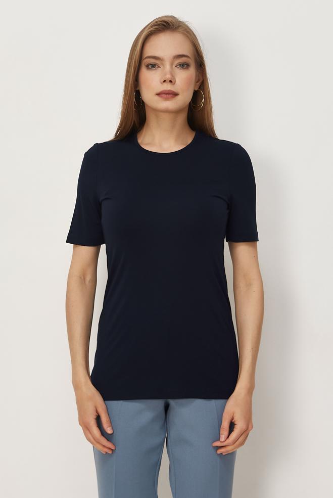 Vêtements hijab BLEU MARINE CHEMISIER À MANCHES COURTES 46495 - ALVİNA