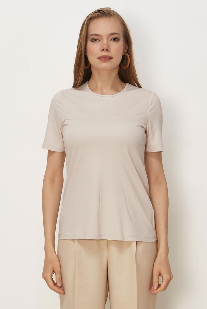 Tesettür giyim EKRU KISA KOLLU BLUZ 46495 - ALVİNA