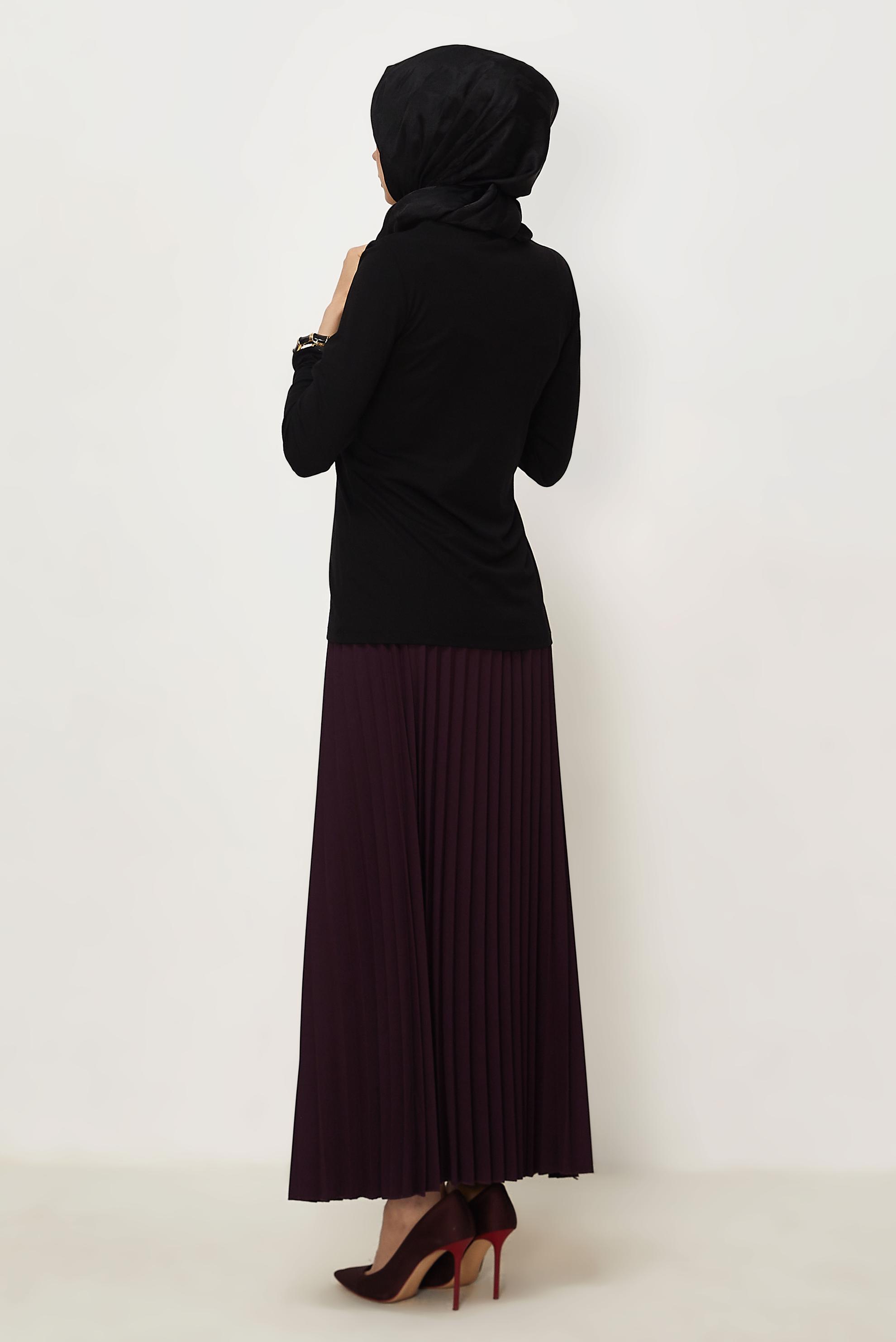 Tesettür giyim SİYAH BİSİKLET YAKA BLUZ 46496