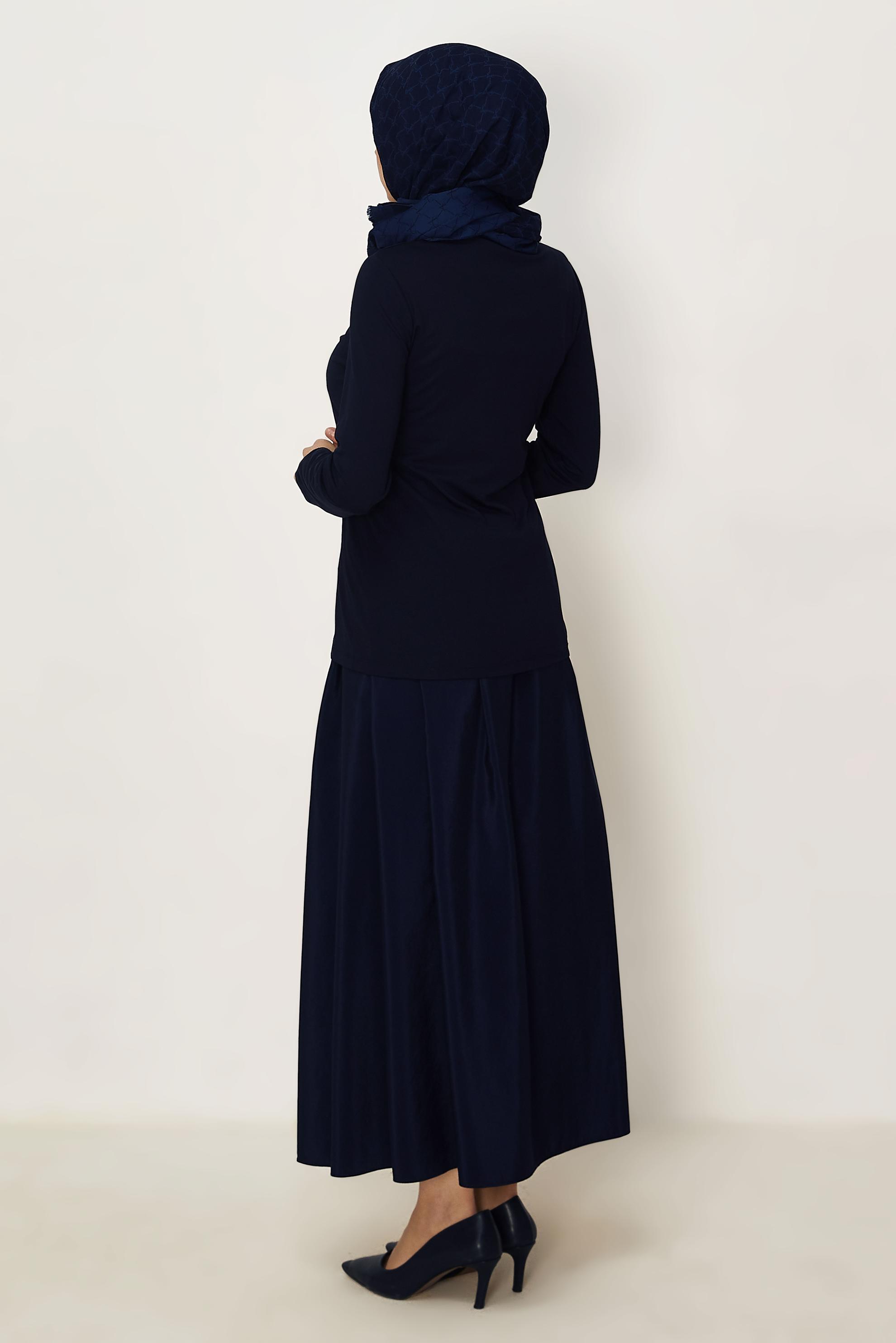 Tesettür giyim LACİVERT BİSİKLET YAKA BLUZ 46496