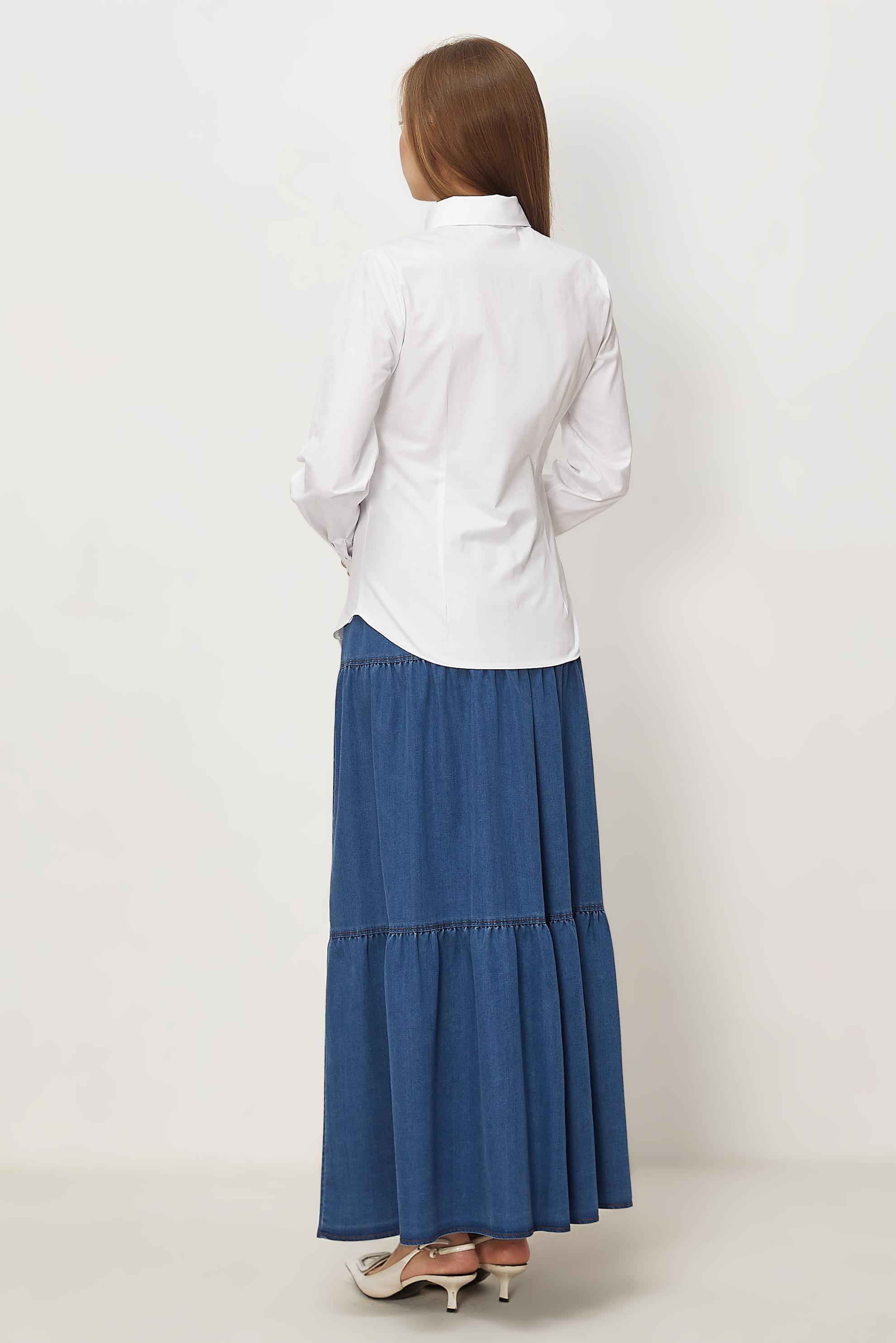 Hijab-Kleidung WEISS BLUSE AUS SATIN MIT HEMDKRAGEN 46529