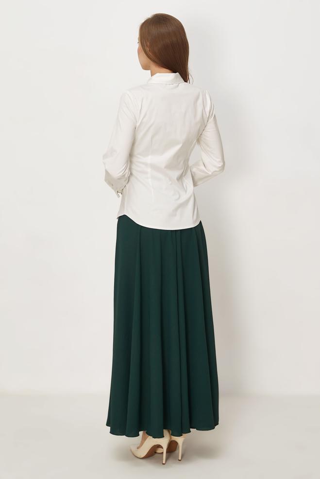 Hijab-Kleidung WEISS BLUSE AUS SATIN MIT HEMDKRAGEN 46529 - ALVİNA