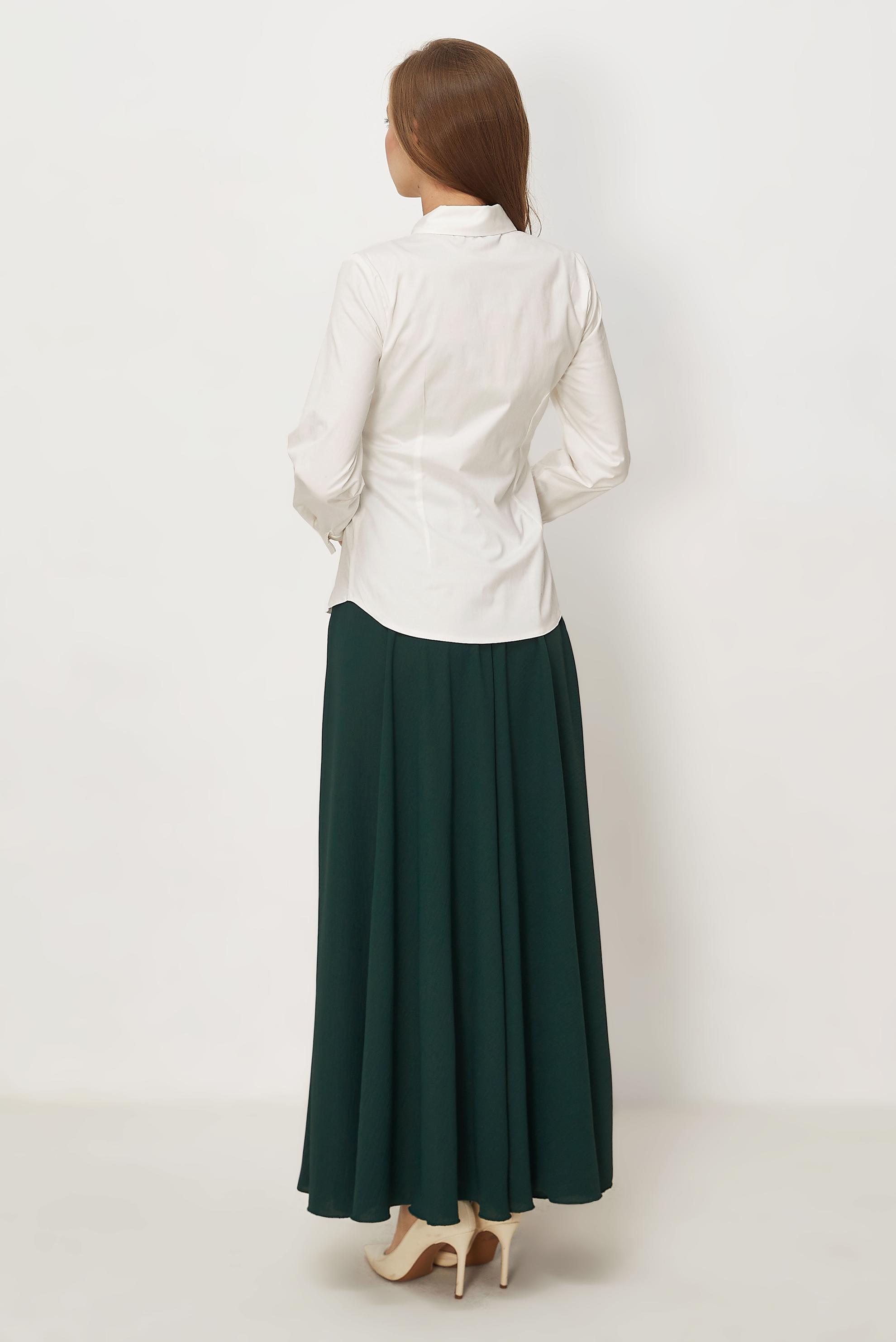 Hijab-Kleidung WEISS BLUSE AUS SATIN MIT HEMDKRAGEN 46529