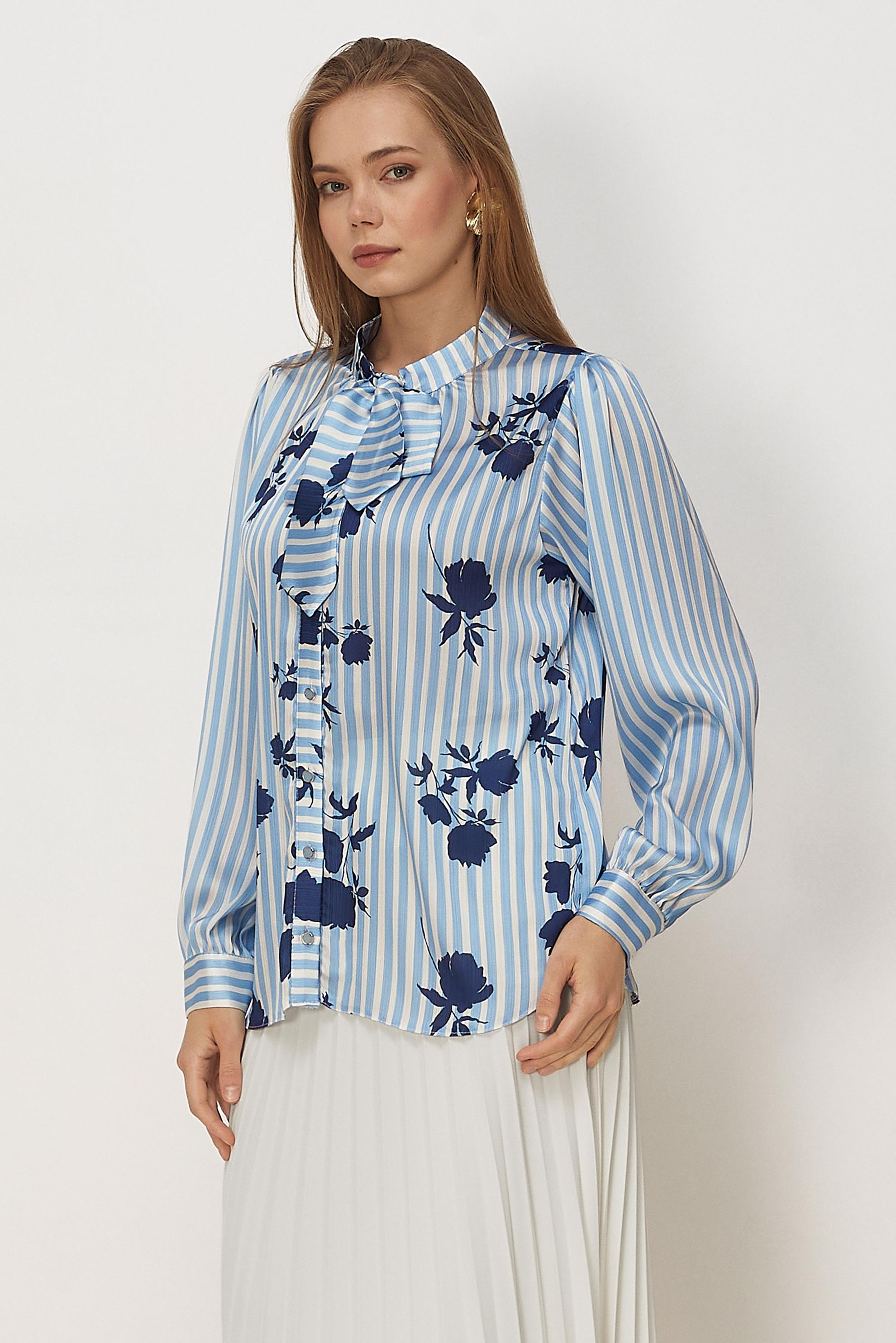 Vêtements hijab BLEU CHEMISIER EN SATIN À MOTIFS 46546