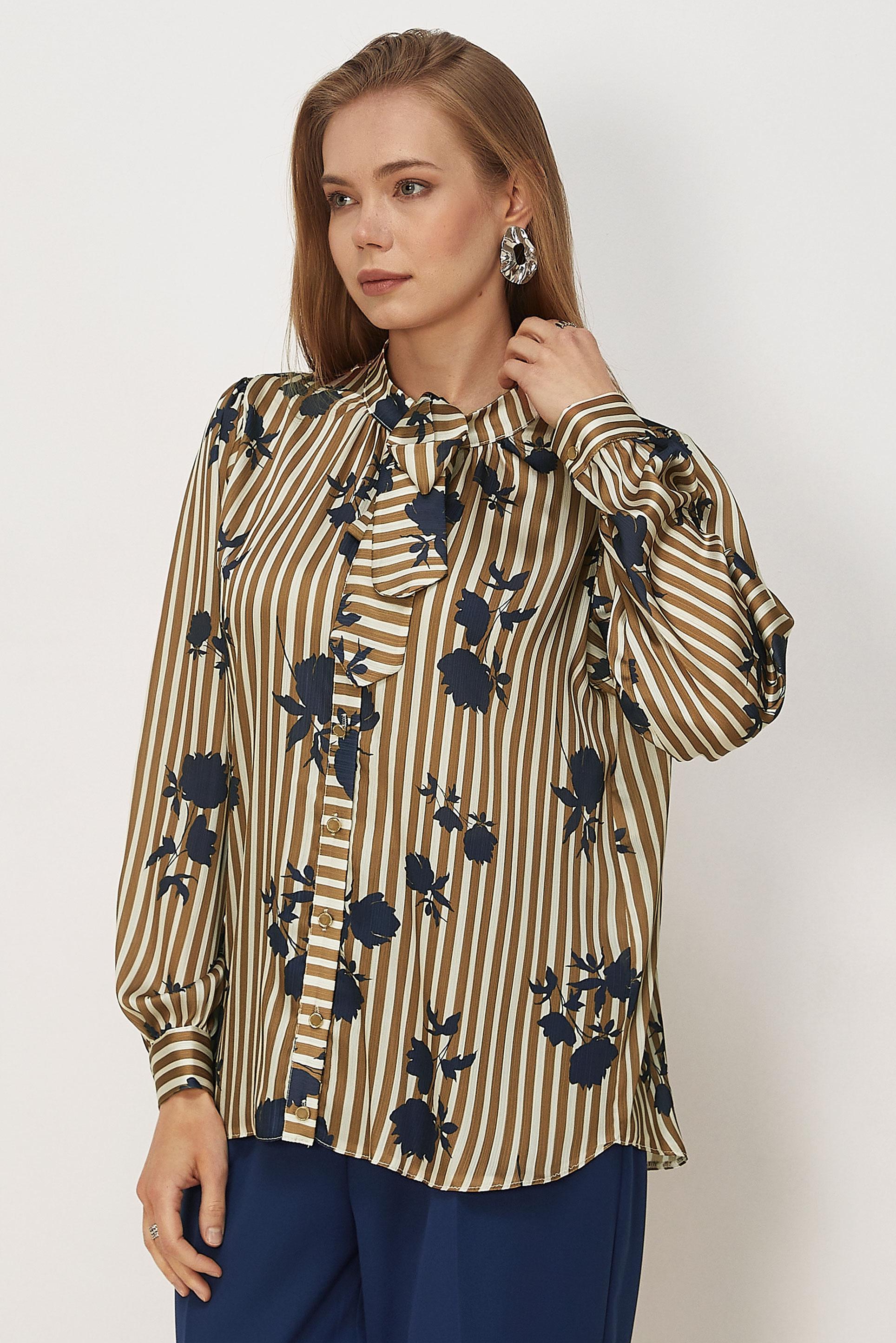 Vêtements hijab BEIGE CHEMISIER EN SATIN À MOTIFS 46546-1