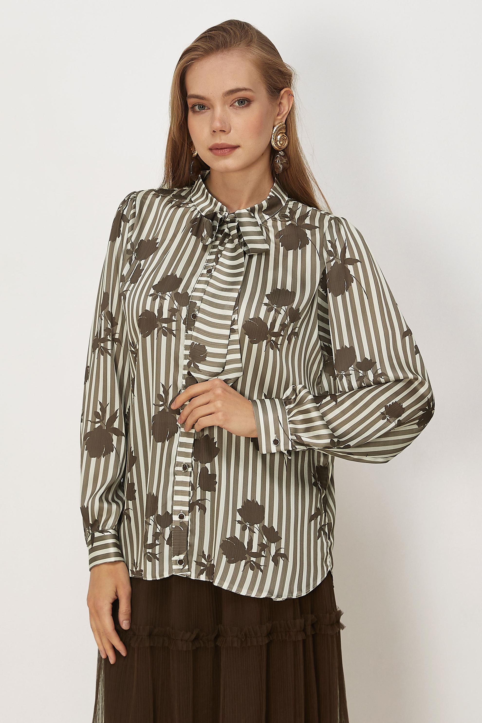 Vêtements hijab VISON CHEMISIER EN SATIN À MOTIFS 46546-1