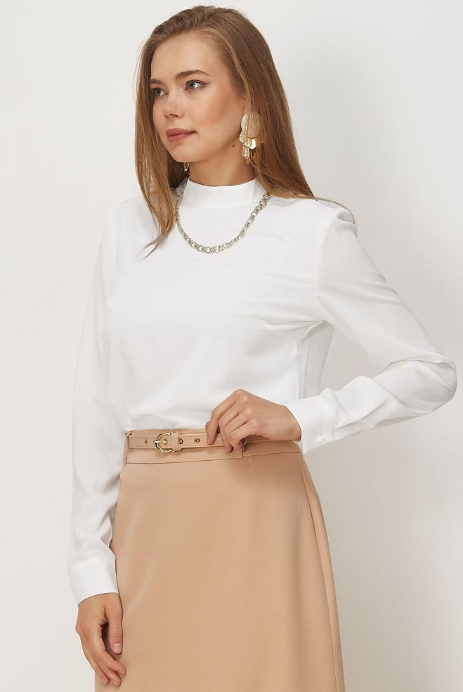 Vêtements hijab BLANC CHEMISIER À COL MONTANT 46655 - ALVİNA