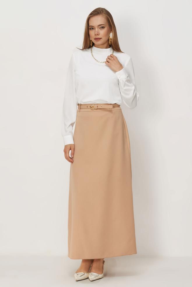 Vêtements hijab BLANC CHEMISIER À COL MONTANT 46655 - ALVİNA