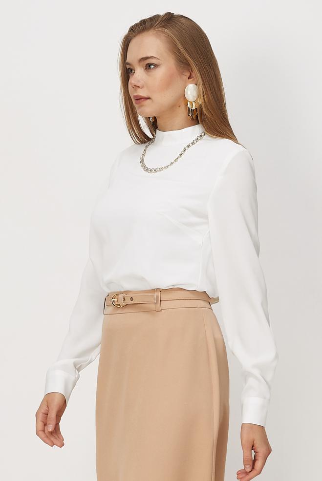 Vêtements hijab BLANC CHEMISIER À COL MONTANT 46655 - ALVİNA