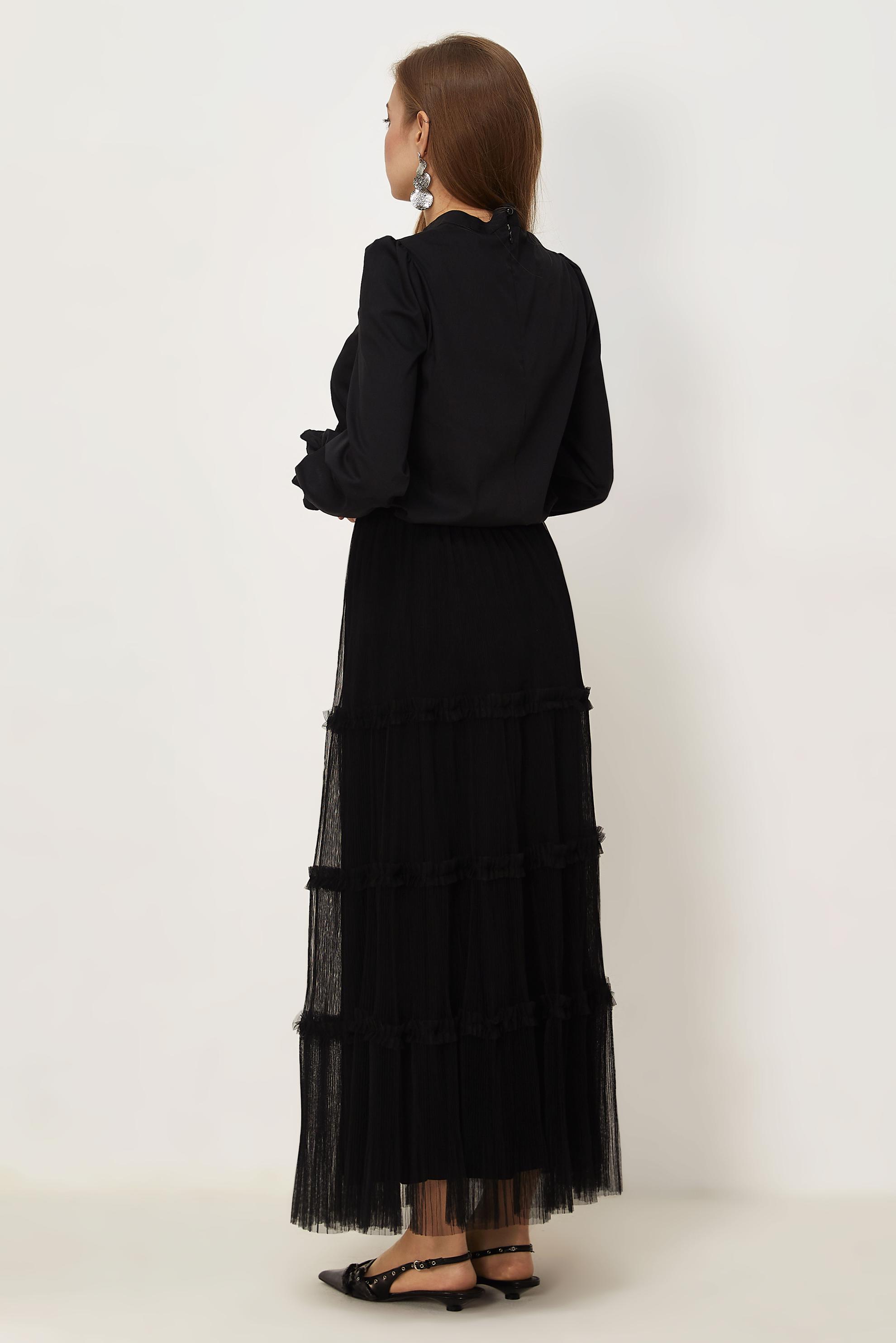 Hijab clothing BLACK STAND-UP COLLAR BLOUSE 46657
