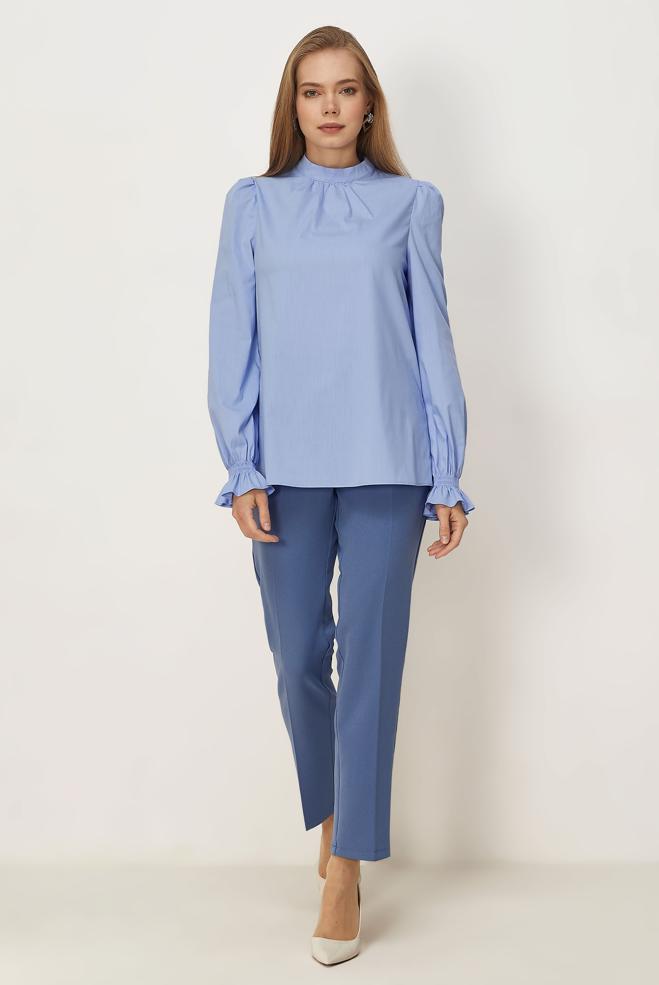 Vêtements hijab BLEU CHEMISIER À COL MONTANT 46657 - ALVİNA