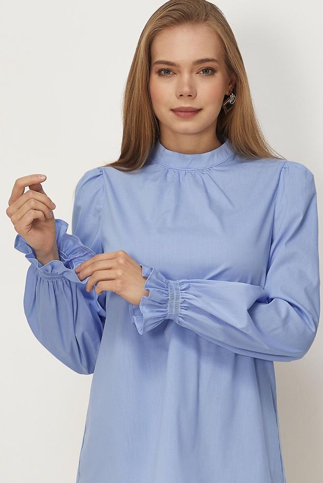 Vêtements hijab BLEU CHEMISIER À COL MONTANT 46657 - ALVİNA