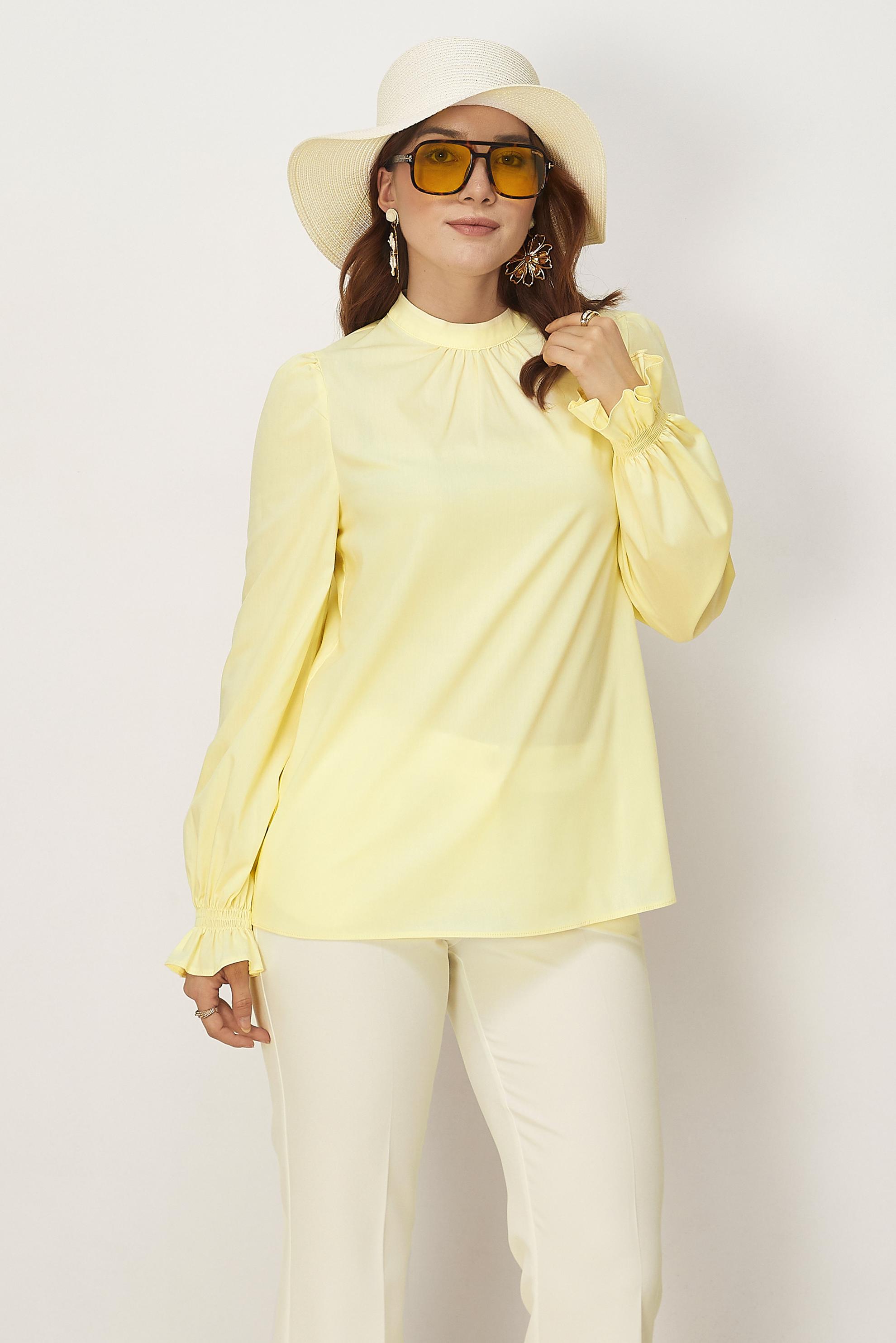 Hijab-Kleidung GELB STEHKRAGENBLUSE 46657