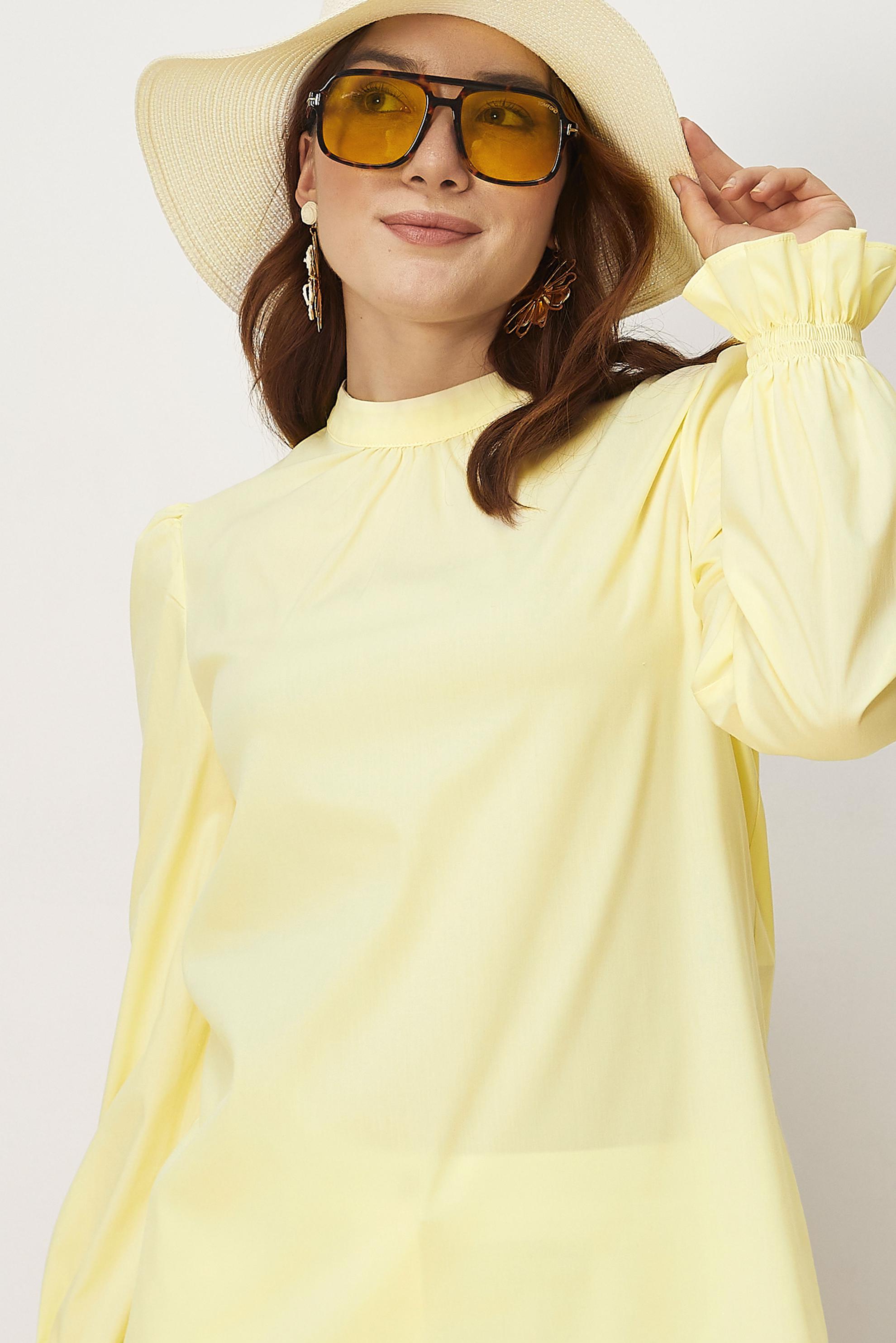 Hijab-Kleidung GELB STEHKRAGENBLUSE 46657