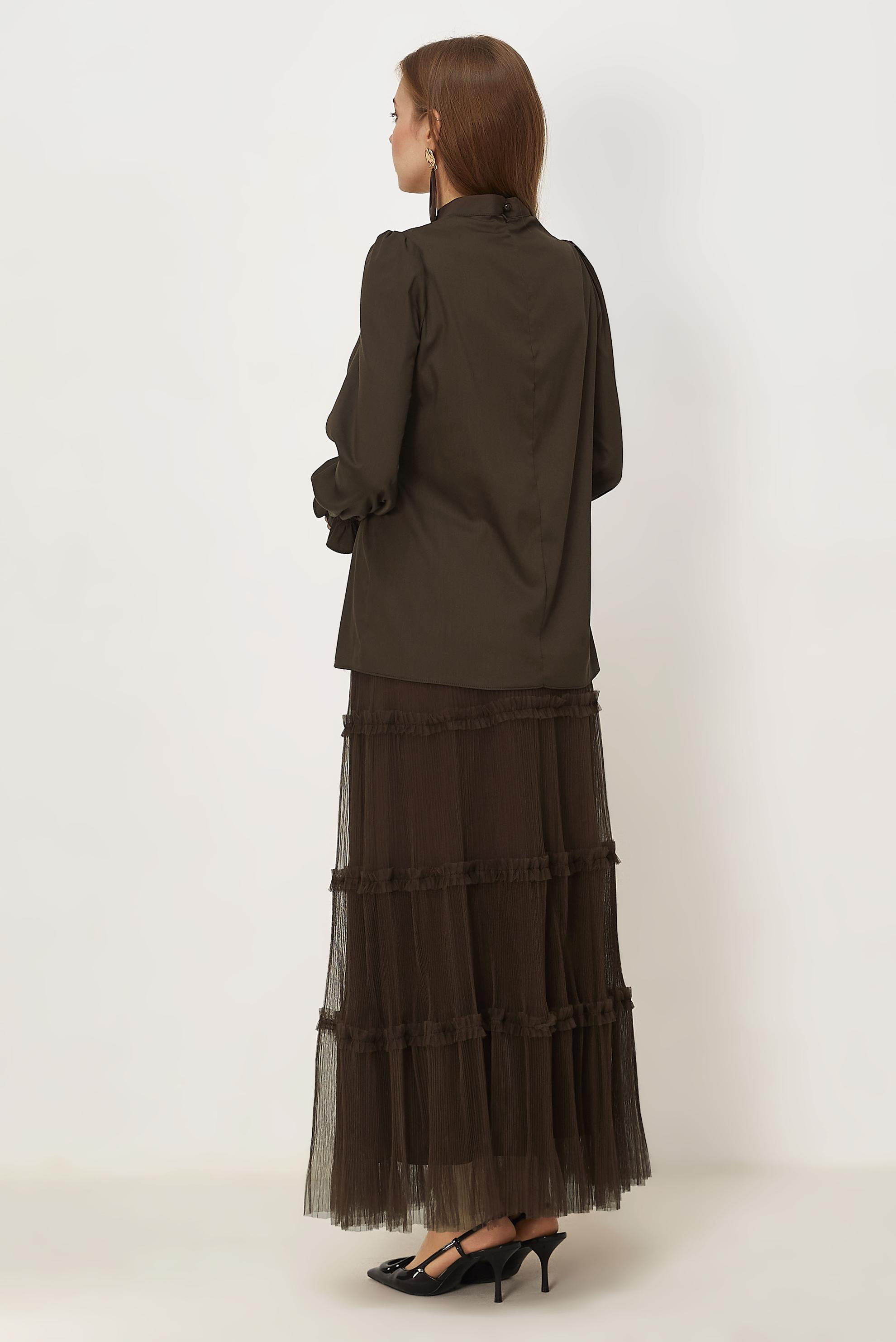 Vêtements hijab BRUN CHEMISIER À COL MONTANT 46657